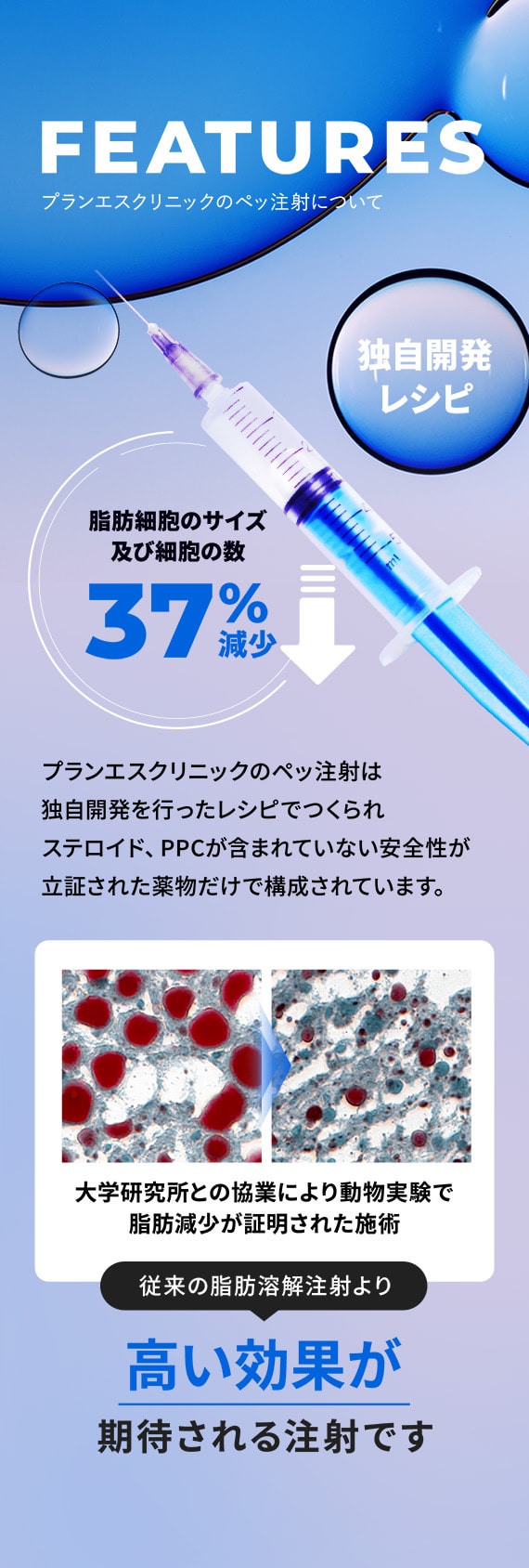 プランエスクリニックのペッ注射について